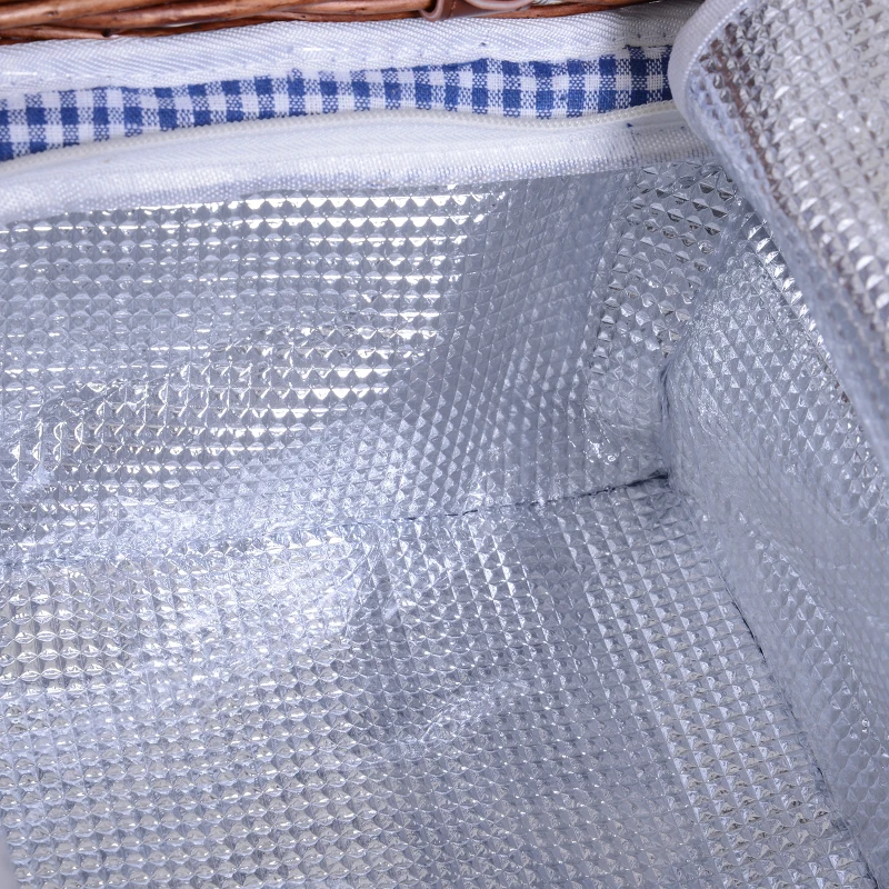 Outsunny® Picknickkorb für 4 Personen Picknickkoffer Picknickset mit Kühltasche Utensilien Glas Braun 54 x 34 x 20 cm