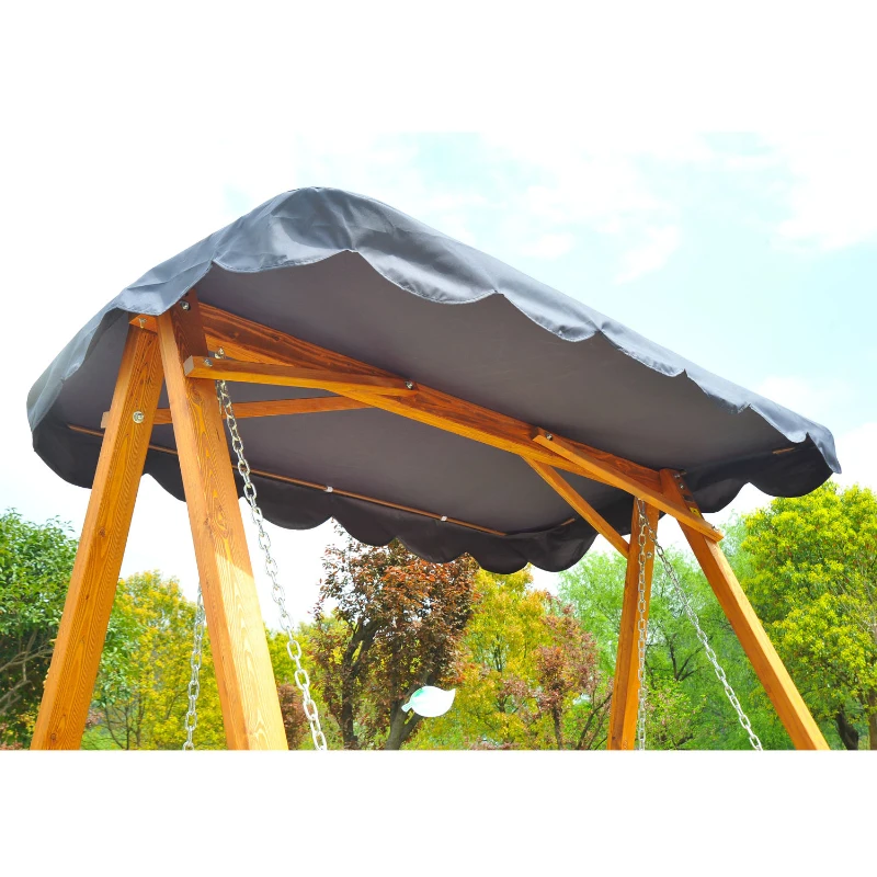 Outsunny® Hollywoodschaukel aus Lärchenholz 3-Sitzer Gartenschaukel mit Sonnendach Blau