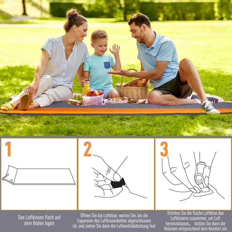 Outsunny® Luftmatraze Aufblasbare Luftbett Kopfkissen Schlafmatte Camping Matraze Pongee