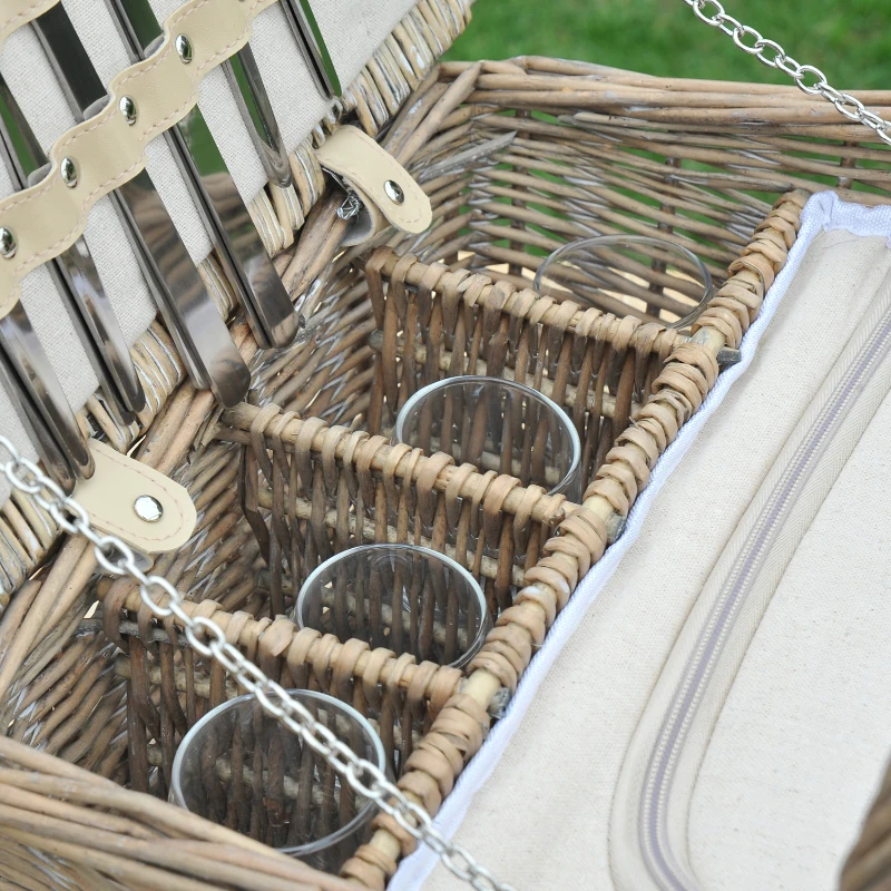 Outsunny® 23tlg. Picknickkorb mit Geschirr Kühlfach 4 Personen