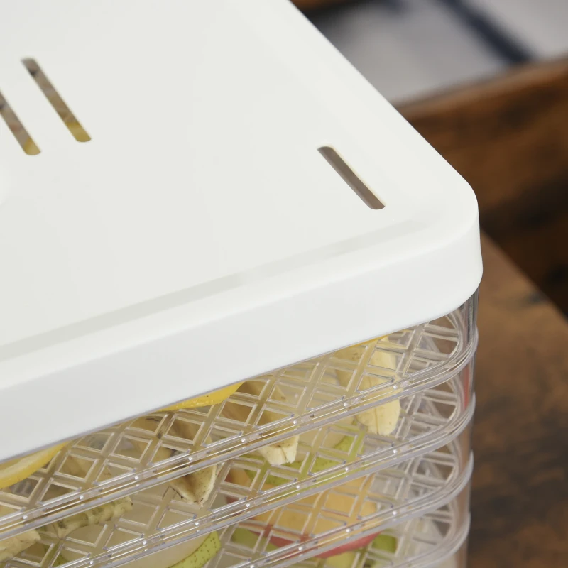 HOMCOM® Dehydrator Dörrgerät Dörrautomat mit 5 Einlegefächer Temperaturregler Weiß