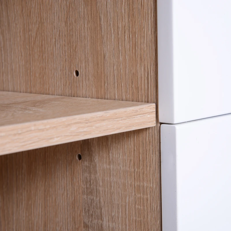 HOMCOM® Fernsehtisch mit 4 Schubladen und 2 Ablagen | TV-Board | 150 x 40 x 50 cm | Weiß, Eiche