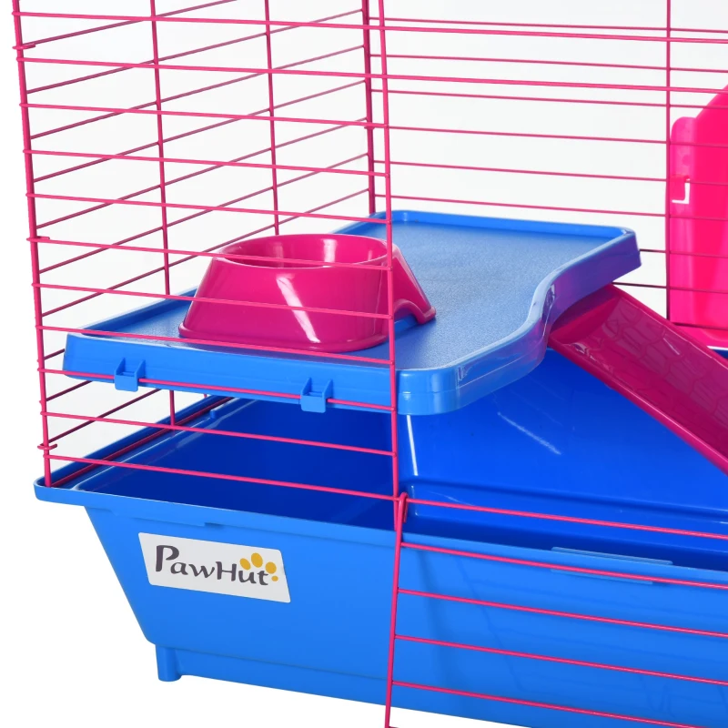 PawHut® Kleintierkäfig Tierkäfig Nagerkäfig Starter-Set mit allem Zubehör Stahl+PP Blau