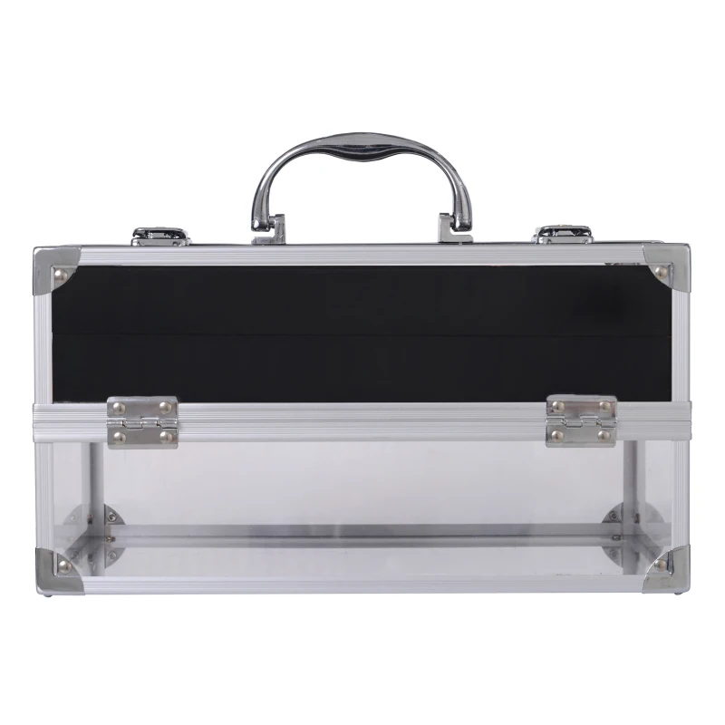 HOMCOM® Schmuckschatulle Schmuckkästchen Schmuckkasten Aluminium Acryl Silber 30 x 19,2 x 16 cm