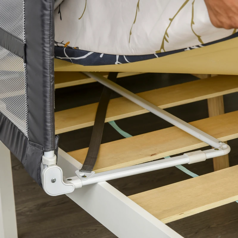 HOMCOM® Bettgitter 150 cm Bettschutzgitter Rausfallsschutz für Sicherheit faltbar Grau