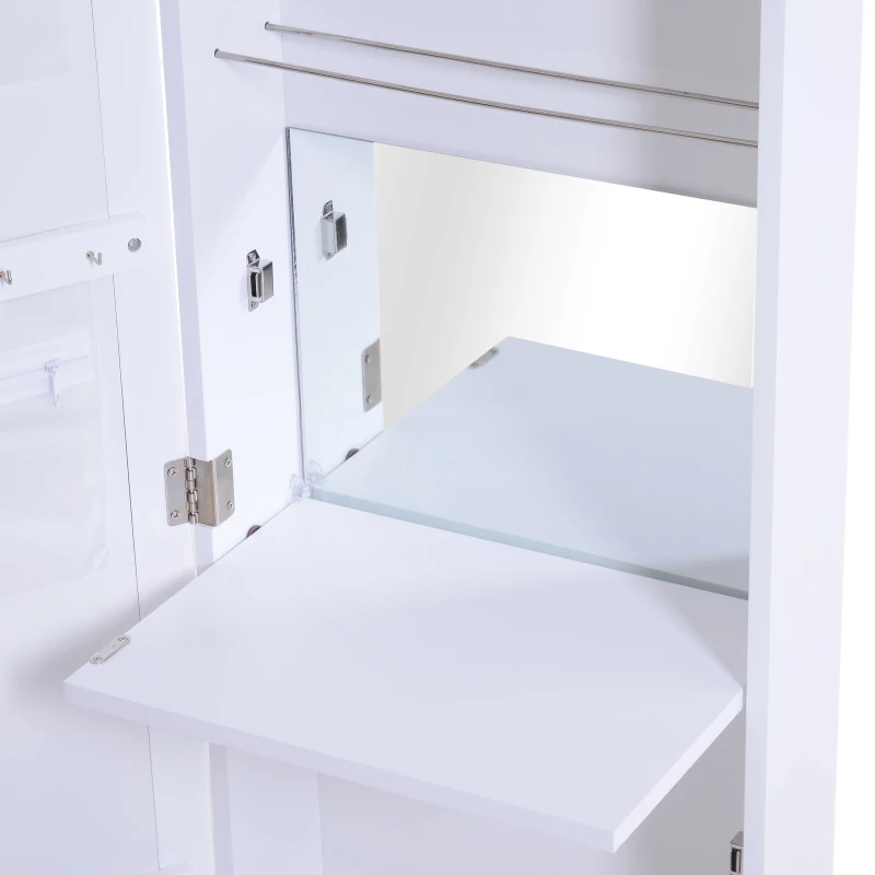 HOMCOM® Spiegelschrank Schmuckschrank mit Innenspiegel ausklappbare Wandspiegel höhenverstellbar Weiß