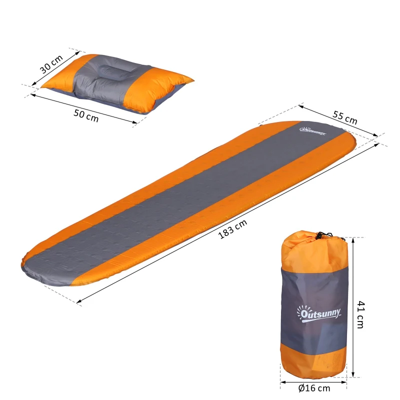 Outsunny® Luftmatraze Aufblasbare Luftbett Kopfkissen Schlafmatte Camping Matraze Pongee