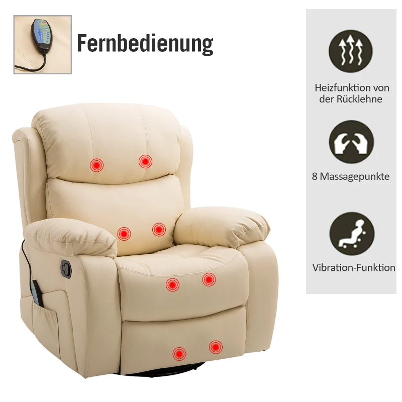 HOMCOM® Massagesessel Vibrations- und Heizfunktion Beige