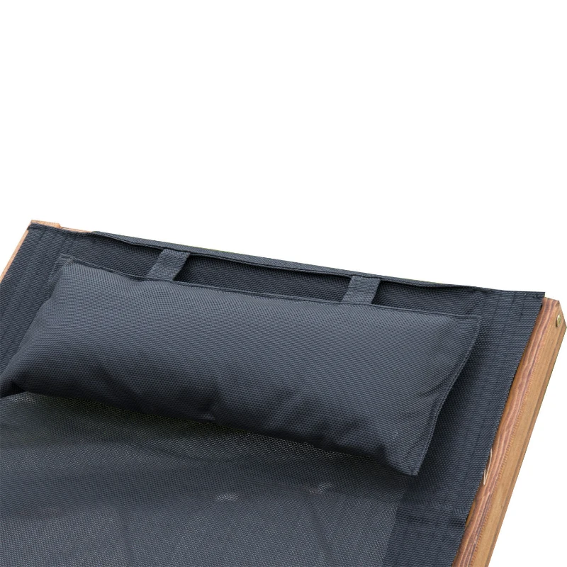 Outsunny® Schaukelstuhl Sonnenliege Holz Lounge schwarz