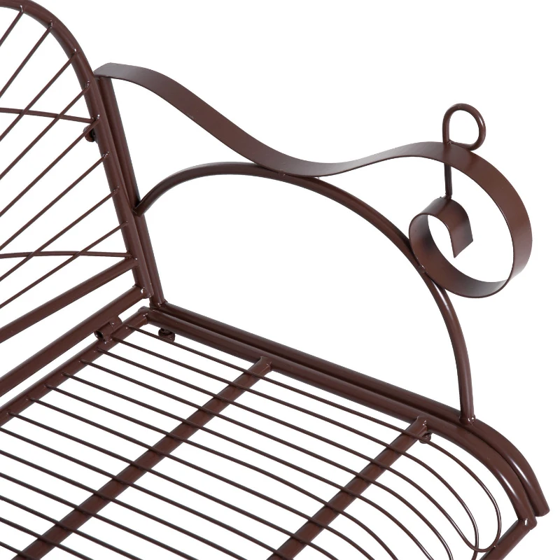 Outsunny Hängebank Schaukel Bank Gartenschaukel mit Ketten, Metall, Braun, 122x58x57cm