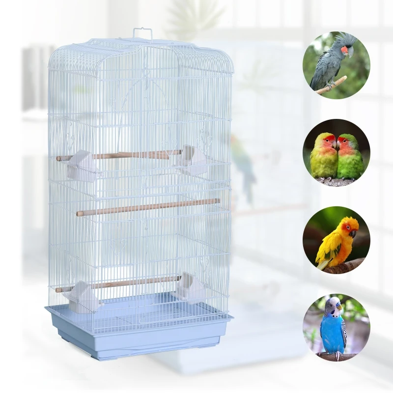 PawHut® Vogelkäfig mit Ständer Vogelvoliere Vogelhaus Metallvoliere für Vögel Weiß