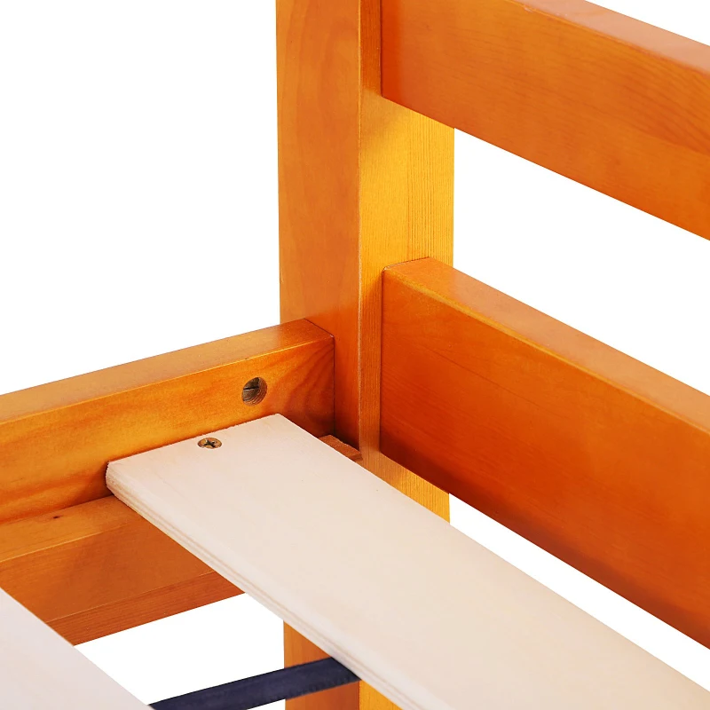 HOMCOM® Bettgestell Einzelbettrahmen Holzbett 8 Latten Erhöhte Beine Kiefernholz Natur 198 x 100 x 90 cm