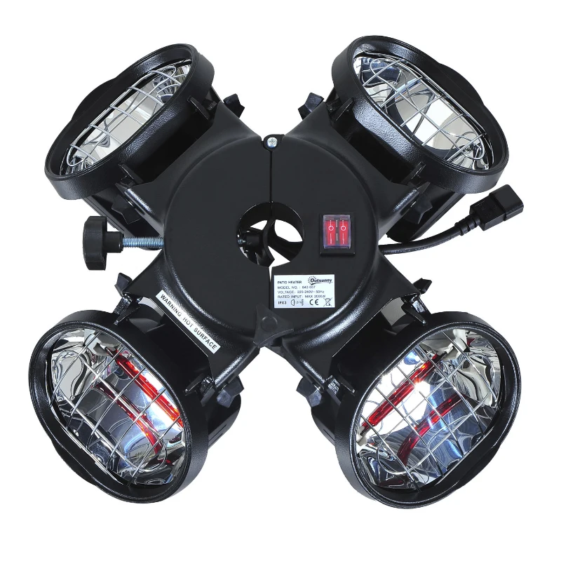 Outsunny Elektrischer Heizstrahler für Sonnenschirme | Infrarotstrahler | Aluminium, Stahl | Schwarz