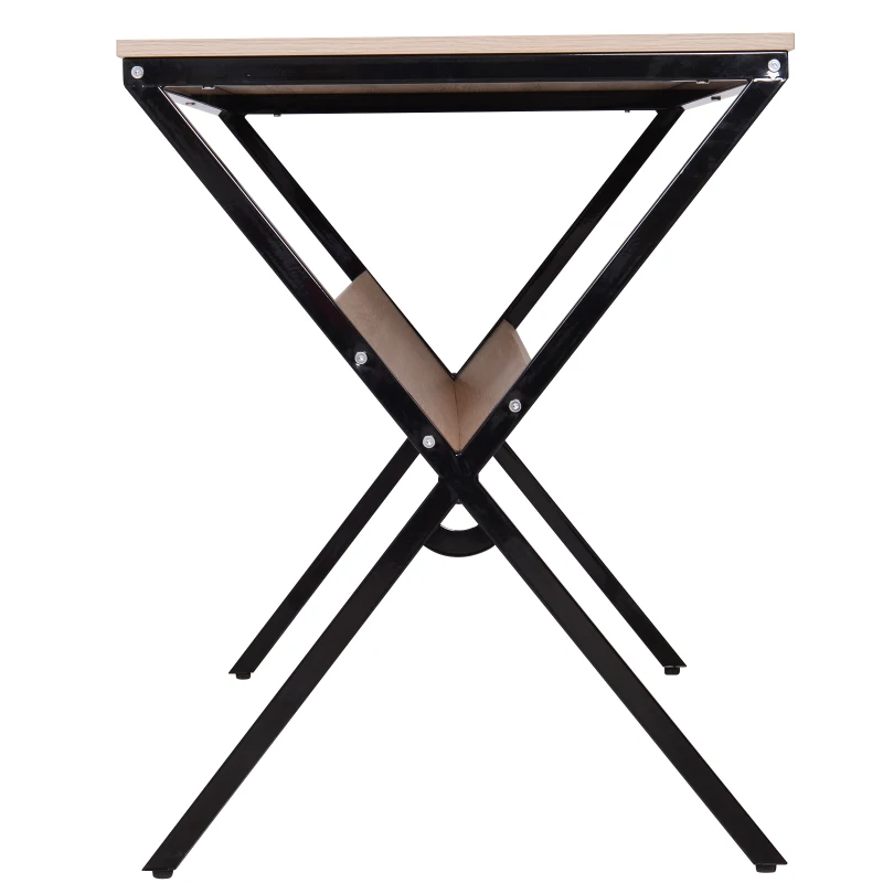 HOMCOM® Schreibtisch Computertisch Laptop Tisch Bürotisch 1 x Ablage Holz + Metall Natur + Schwarz 120 x 60 x 76 cm
