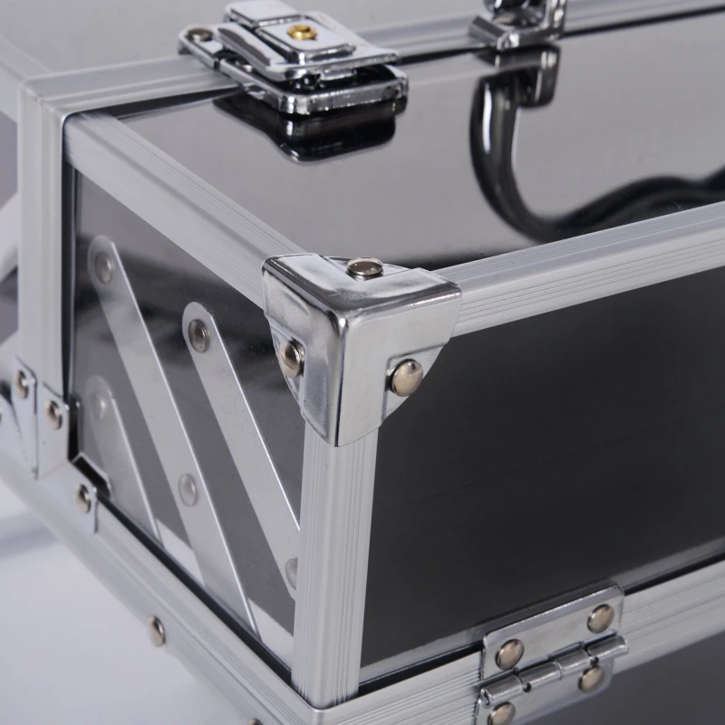 HOMCOM® Schmuckschatulle Schmuckkästchen Schmuckkasten Aluminium Acryl Silber 30 x 19,2 x 16 cm