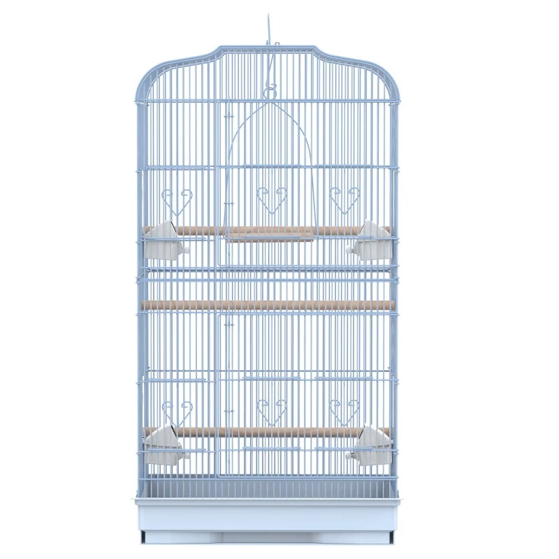 PawHut® Vogelkäfig mit Ständer Vogelvoliere Vogelhaus Metallvoliere für Vögel Weiß