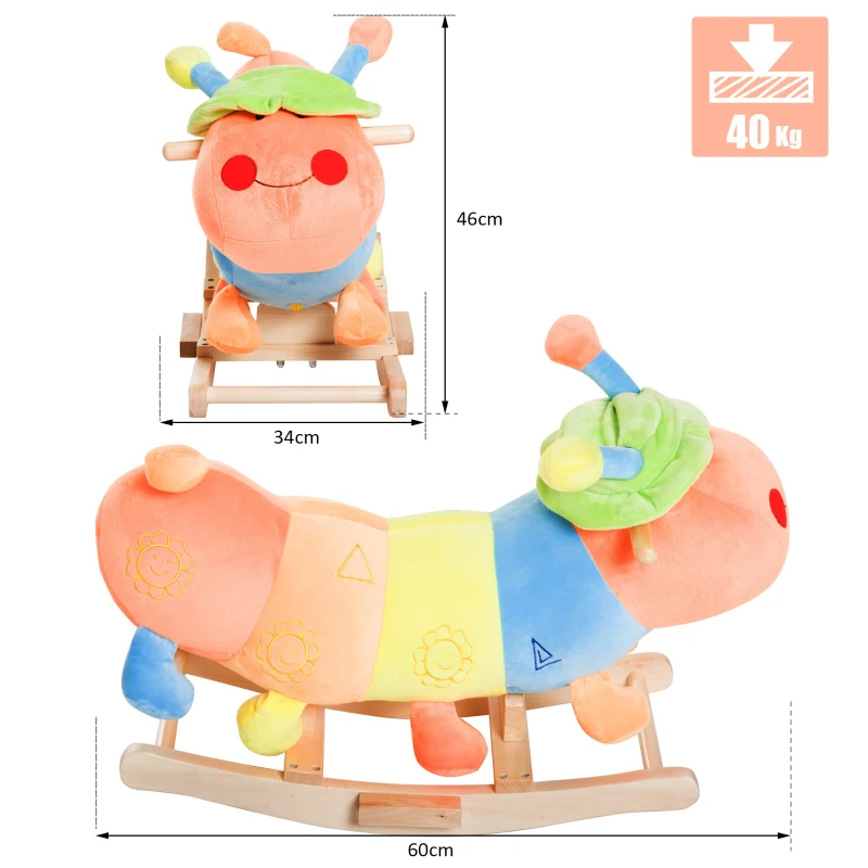 HOMCOM® Schaukelpferd Kinder Schaukel Raupe Bunt