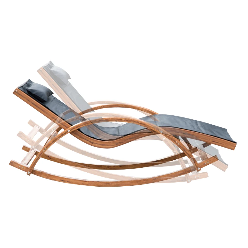 Outsunny® Schaukelstuhl Sonnenliege Holz Lounge schwarz
