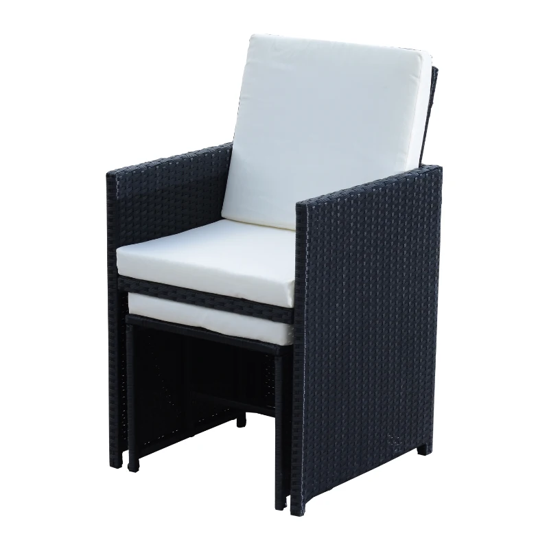 Outsunny® 13 tlg. Gartengarnitur Gartenmöbel Rattan Schwarz