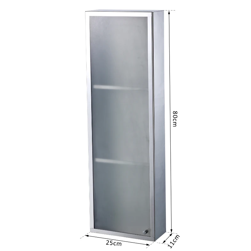 HOMCOM® Hängeschrank Badschrank 3 Fächer Edelstahl 25x80cm