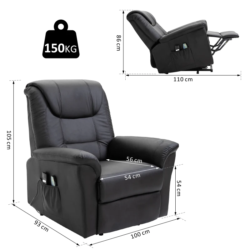 HOMCOM® Massagesessel mit Wärmefunktion | Massagestuhl | Schwarz | 100 x 93 x 105 cm