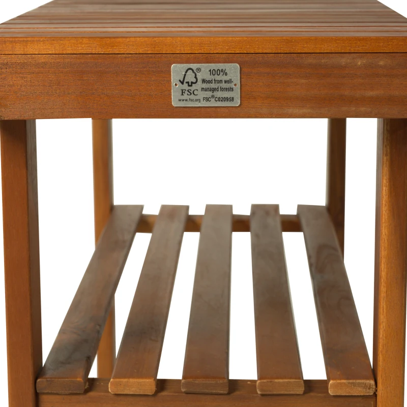 HOMCOM® Schuhschrank mit Sitzbank 3 Ablagen Flur Schulregal Akazienholz Teak