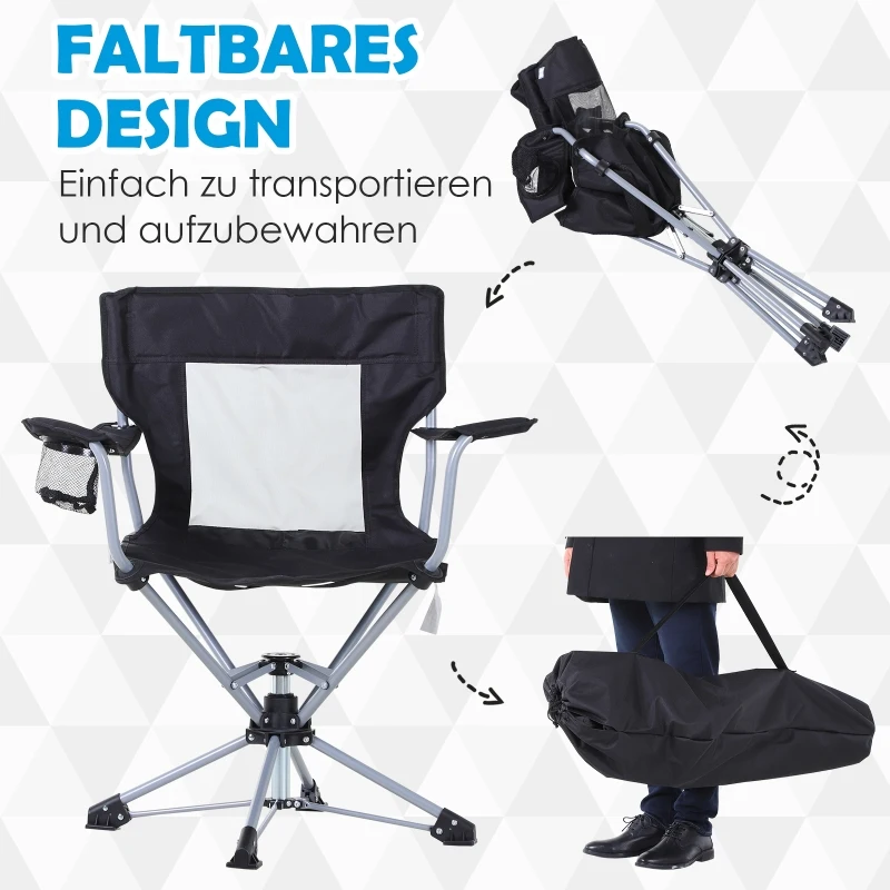 Outsunny® Campingstuhl mit Becherhalter Klappbar Oxford Schwarz