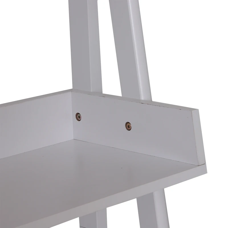 HOMCOM® Standregal Stufenregal Bücherregal Leiterregal mit Schrank 3 x Fach 1 x Schrank Holz Weiß 65 x 40 x 180 cm