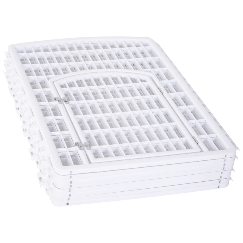 PawHut® Welpengitter Freilaufgehege Laufstall für Haustiere mit Tür 6 Teile sechseckig PP-Kunststoff rostfrei Weiß Ø180 x H95 cm