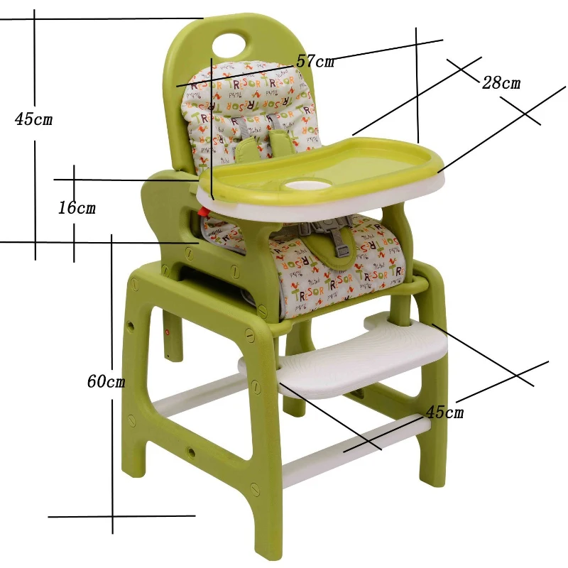 HOMCOM Kinderhochstuhl Multifunktion Babyhochstuhl mit Schaukelfunktion grün