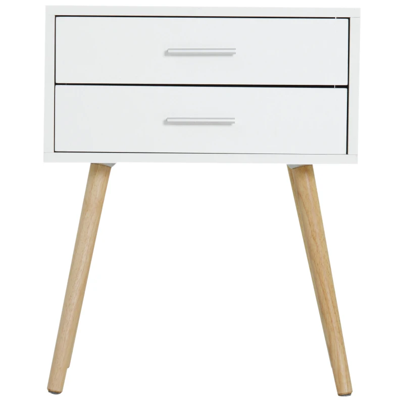 HOMCOM® Nachttisch Nachtschrank Nachtkommode Konsole Beistelltisch 2 x Schublade Holz 48 x 40 x 60 cm