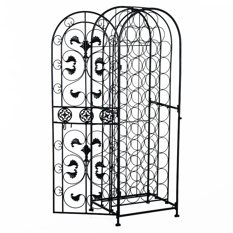 HOMCOM® Weinregal für 45 Flaschen Weinschrank Metall Schwarz