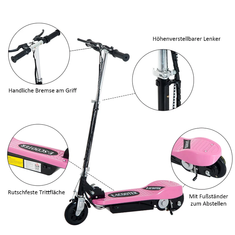 HOMCOM® E-Scooter Kinderroller Cityroller 120W klappbar Rosa