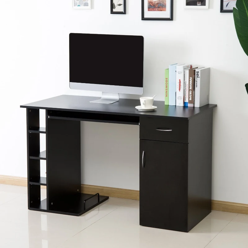 HOMCOM® Schreibtisch Bürotisch aus Holz Computertisch PC Tisch schwarz