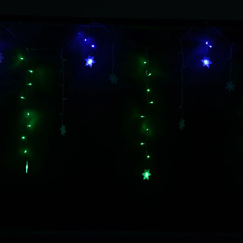 HOMCOM® Lichterkette Eiszapfen LED Lichtvorhang Weihnachtsbeleuchtung bunt