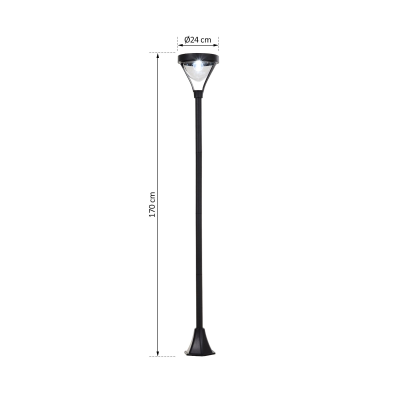 Outsunny® Solar Gartenlaterne mit LED Laterne Wegleuchte 91/200 Lumen H170cm Schwarz