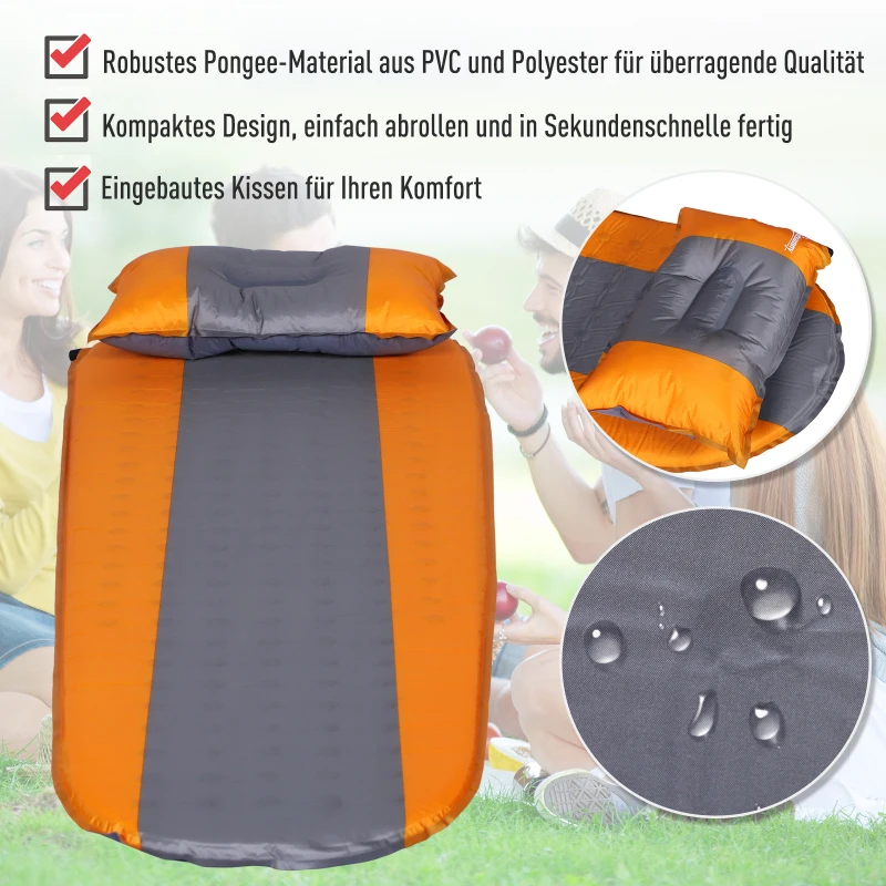 Outsunny® Luftmatraze Aufblasbare Luftbett Kopfkissen Schlafmatte Camping Matraze Pongee