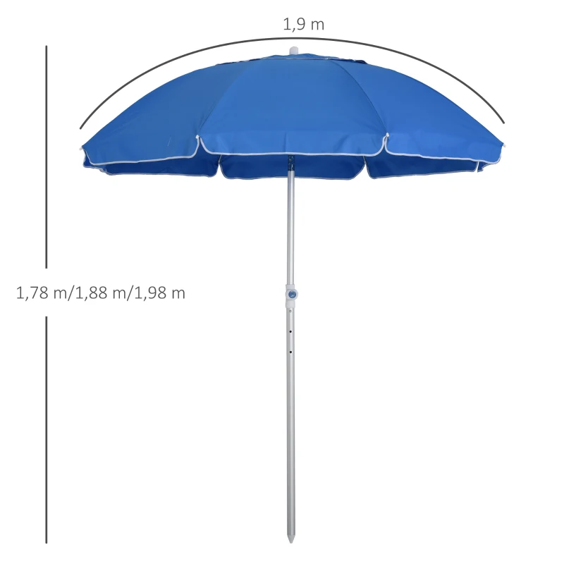 Outsunny® Sonnenschirm Strandschirm Kippfunktion Sonnenschutz verstellbar Blau
