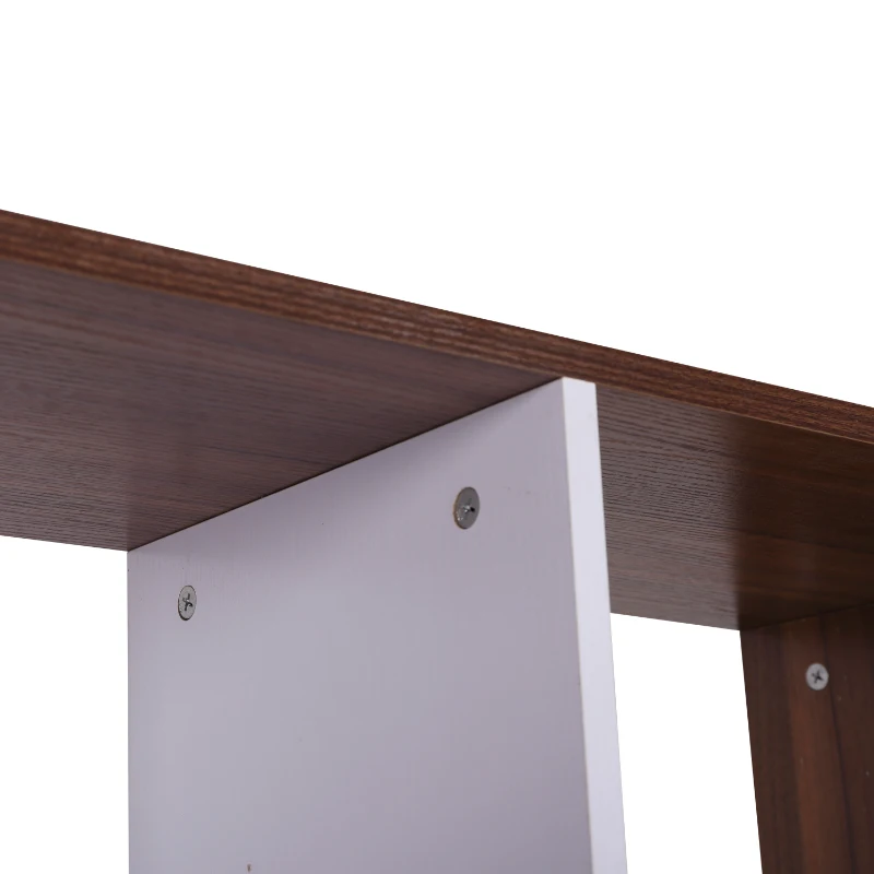 HOMCOM® Bücherregal Holz Wandregal Raumteiler S-Form 4 Fächer Weiß+Braun