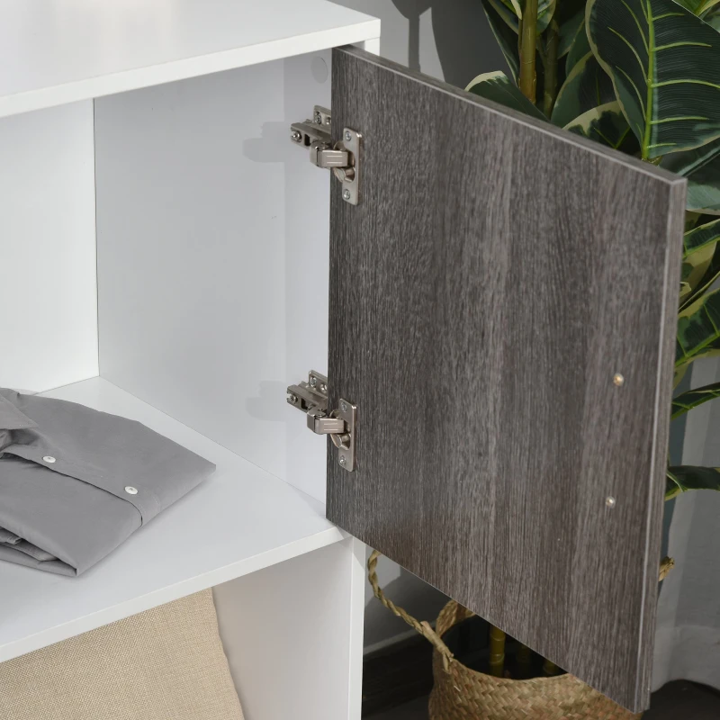 Boekenkast vrijstaande stelling keukenkast kubusrek met opbergvakken wit + grijs