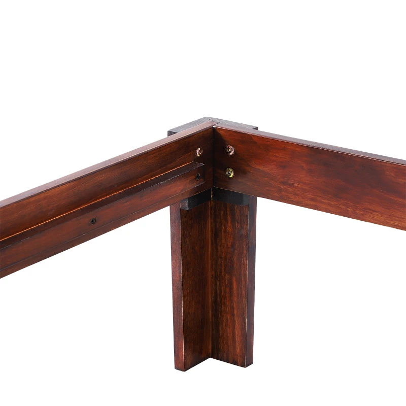 HOMCOM® Bettgestell Doppelbettrahmen Holzbett 15 Latten Erhöhte Beine Kiefernholz Braun 198 x 209 x 36 cm