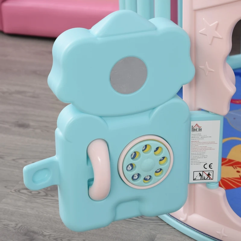 HOMCOM® Baby Laufgitter mit rundem Schutzgitter und Tür für Kinder zwischen 6-36 Monaten Kunststoff
