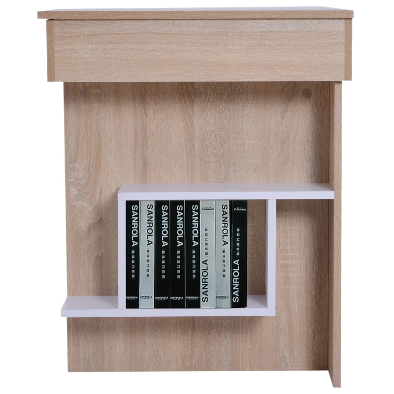 HOMCOM Schreibtisch mit aufklappbarer Tischplatte Arbeitstisch Bürotisch Computertisch mit Staufach und Regal Holz 120 x 60 x 74 cm