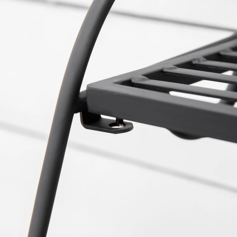 Outsunny Metalowe Schody Kwiatowe 3 Stopnie Stojak Na Rośliny Schody Drabina Półka Stojak Na Kwiaty Wewnętrzny Zewnętrzny Czarny 60,5 x 59,5 x 95,5 cm