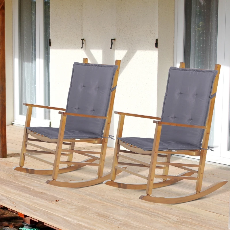 Outsunny® Stuhlauflage Auflage Gartenstuhl Sitzkissen 2er Set Hochlehner Polyester Grau