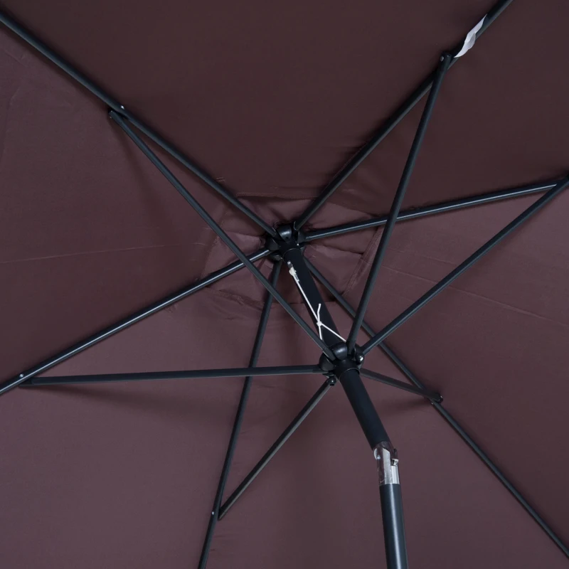 Outsunny Parasol inclinable rectangulaire métal polyester haute densité 3 x 2 m chocolat
