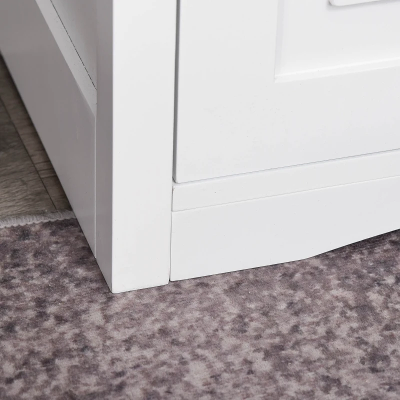 PawHut Katzenschrank Katzentoilette Katzenklo Katzenhaus Katzenbett mit magnetischen Türen verstellbaren Trennwände MDF Weiß 54 x 48 x 64 cm