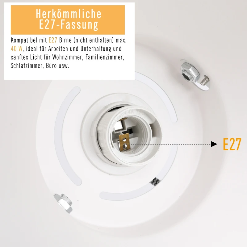 HOMCOM® Stehleuchte Stehlampe E27-Fassung neben Sofa 120° verstellbar Metall Weiß 60 x 60 x 145 cm