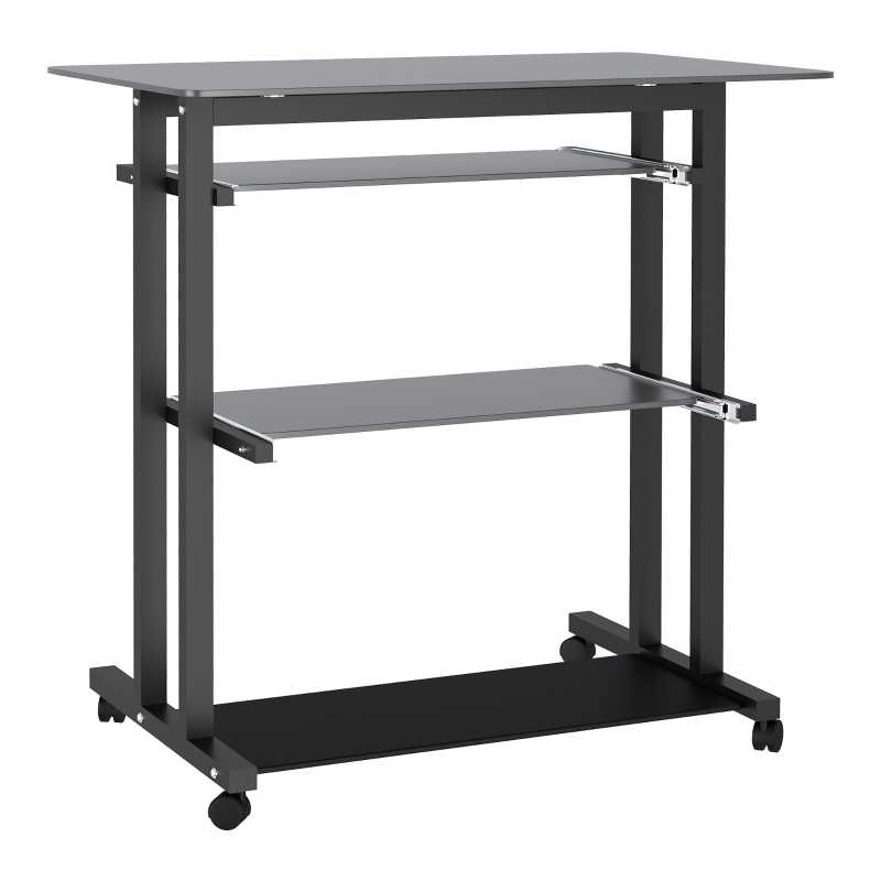 HOMCOM Computertisch mit Tastaturablage Metall Glas 80 cm x 51 cm x 83 cm