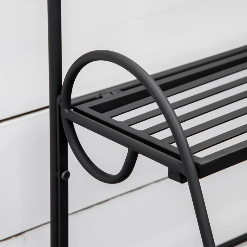 Outsunny Metalowe Schody Kwiatowe 3 Stopnie Stojak Na Rośliny Schody Drabina Półka Stojak Na Kwiaty Wewnętrzny Zewnętrzny Czarny 60,5 x 59,5 x 95,5 cm